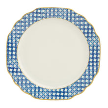  White Blue Cane Weave - Dinner Plate