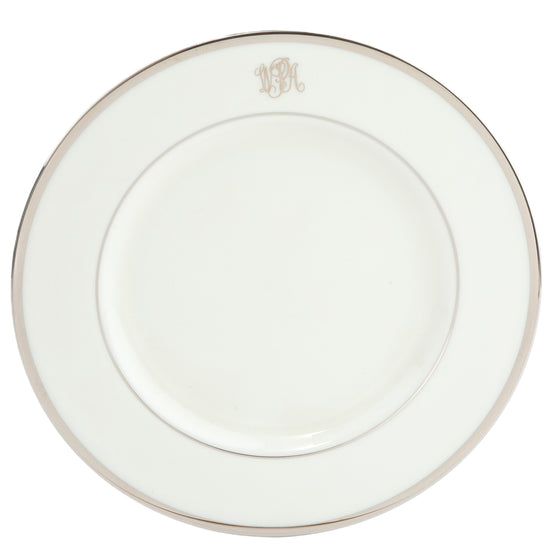 White Signature Platinum With Monogram Salad Plate
