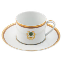  Charlotte Moss White Topiary Motif Center Well - Charger Plate - Gold and Brown Band