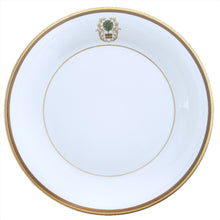  Charlotte Moss Ultra-White Topiary Motif On Rim - Charger Plate - Gold and Brown Band