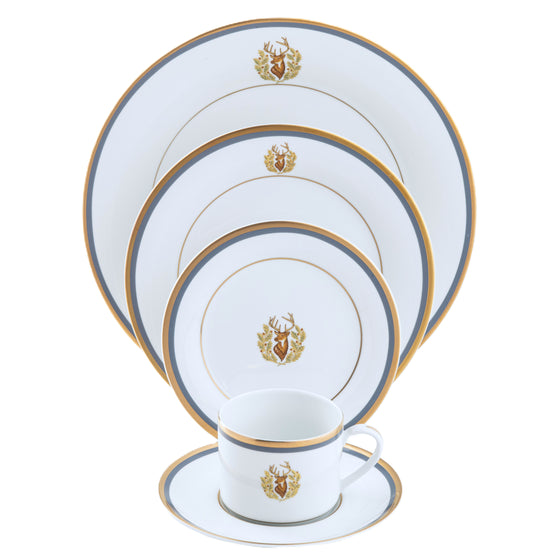 Charlotte Moss Ultra-White Stag Motif Ultra-White 5 piece Place Setting