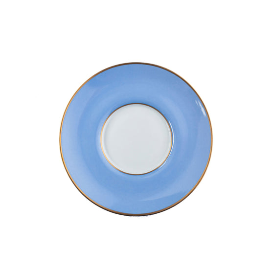 Ultra-White Georgian ColorSheen Light Blue - Gold Banding - Teacup Saucer