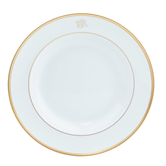 Ultra-White Signature Gold With Monogram Dinner Plate