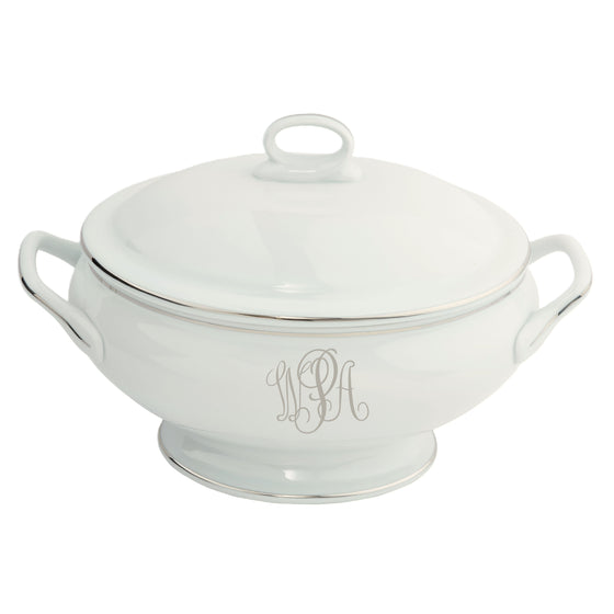 White Signature Platinum With Monogram Covered Vegetable Bowl