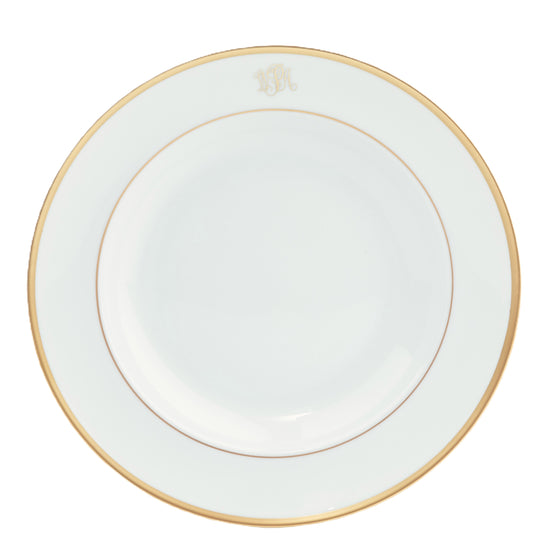 White Signature Gold With Monogram Salad Plate