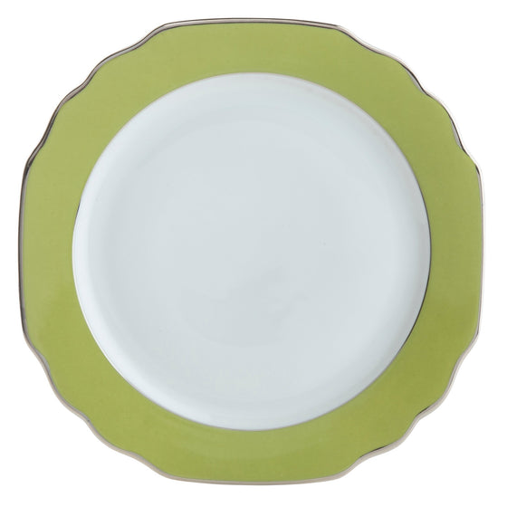 Ultra-White Georgian ColorSheen Apple Green - Platinum Banding - Bread and Bread and Butter Plate - Pickard China - UGCSAGP-009-GA