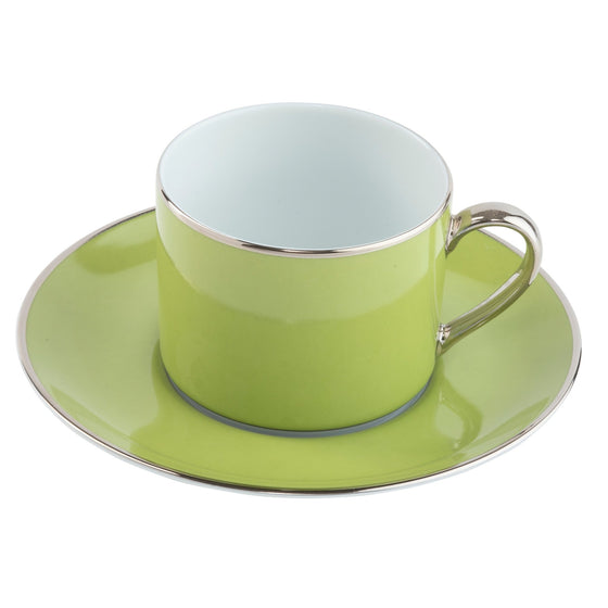 Ultra-White Georgian ColorSheen Apple Green - Platinum Banding - Teacup - Pickard China - UGCSAGP-012-CN