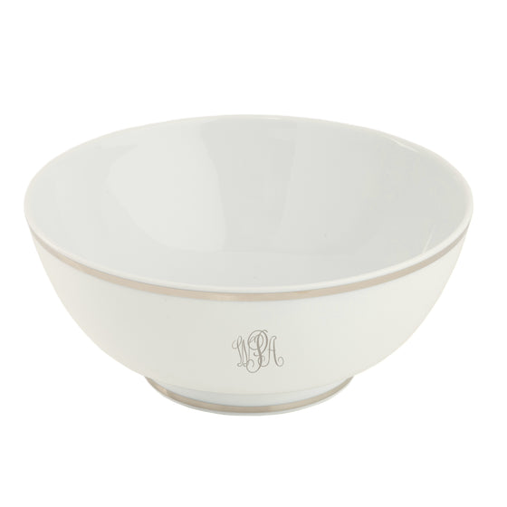 White Signature Platinum With Monogram Round Footed Bowl