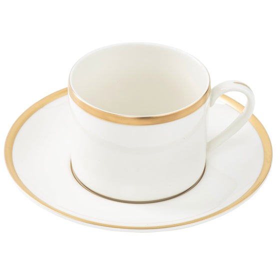 White Signature Gold No Monogram Can Teacup Saucer - Pickard China - WSIGONM-019-CN