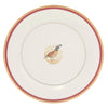 Charlotte Moss Ultra-White Quail Motif Center Well - Bread & Butter - Gold & Red Band