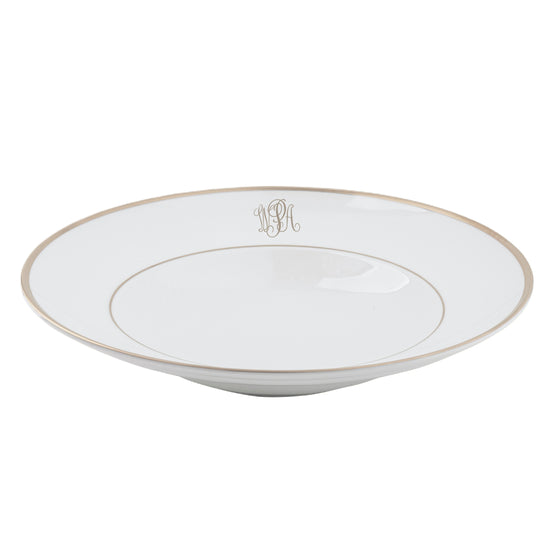 White Signature Platinum With Monogram Soup Plate