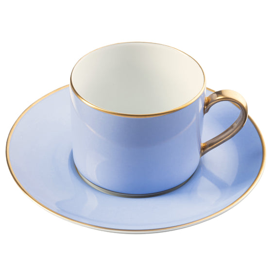 White Georgian ColorSheen Light Blue - Gold Banding - Teacup