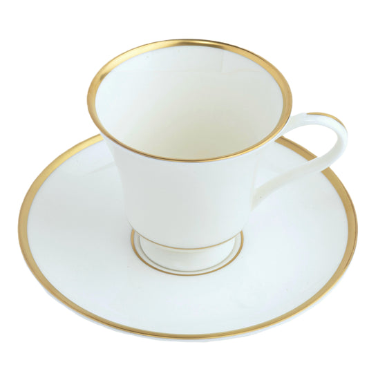 White Signature Gold No Monogram Coupe Teacup Saucer