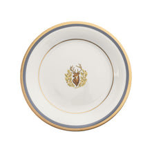  Charlotte Moss White Stag Motif Center Well - Salad - Gold and Gray-Blue Band