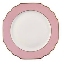  White Georgian ColorSheen Pink - Gold Banding - Dinner Plate