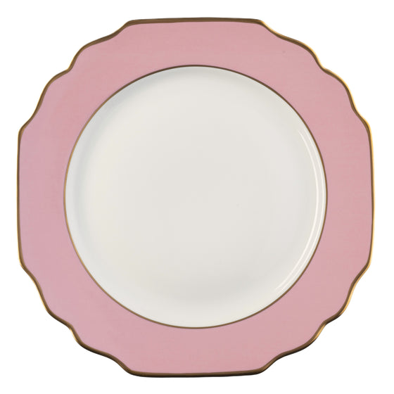 White Georgian ColorSheen Pink - Gold Banding - Dinner Plate