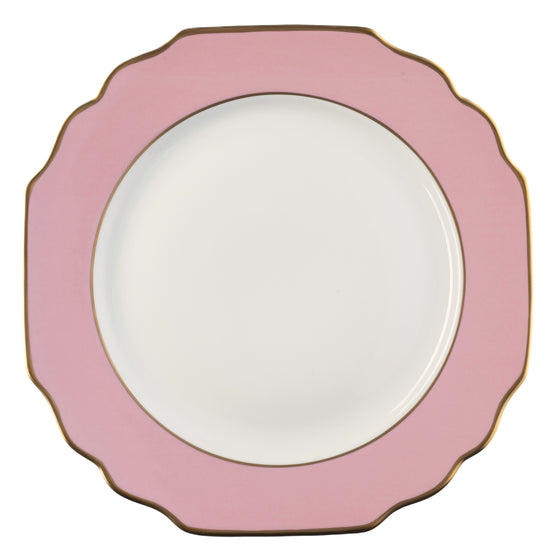 White Georgian ColorSheen Pink - Gold Banding - Charger Plate