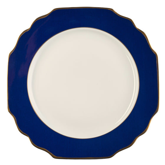 White Georgian ColorSheen Navy-Blue - Gold Banding - Dinner Plate