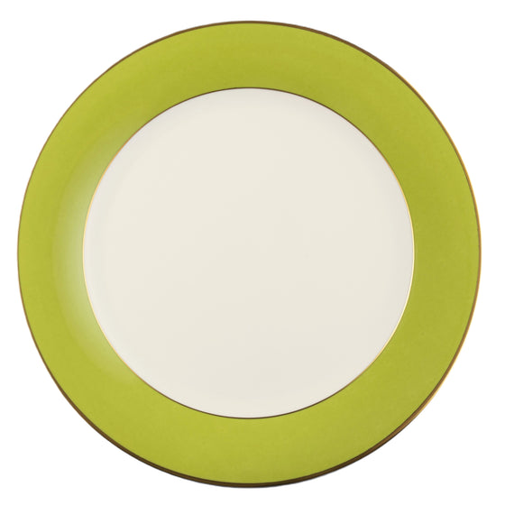 White ColorSheen Apple Green Gold Salad Plate