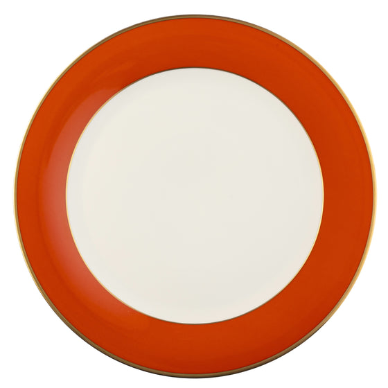 White ColorSheen Orange Gold Dinner Plate