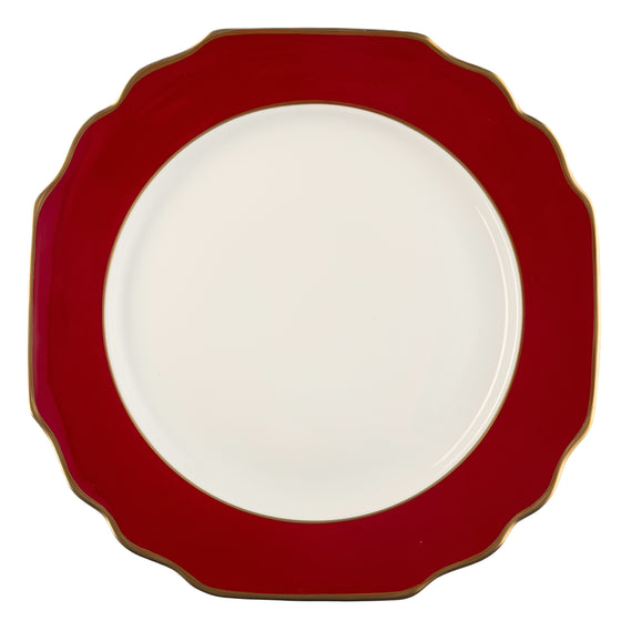 White Georgian ColorSheen Red - Gold Banding - Salad Plate
