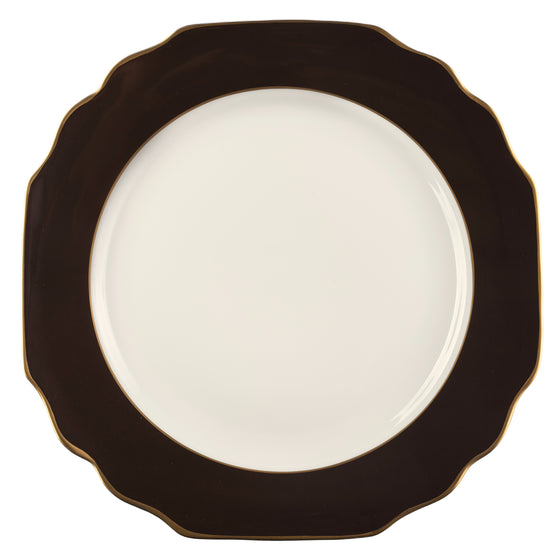 White Georgian ColorSheen Chocolate - Gold Banding - Dinner Plate