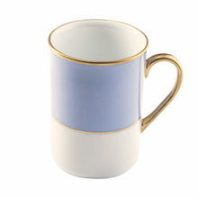  White Georgian ColorSheen Light Blue - Gold Banding - Can Mug