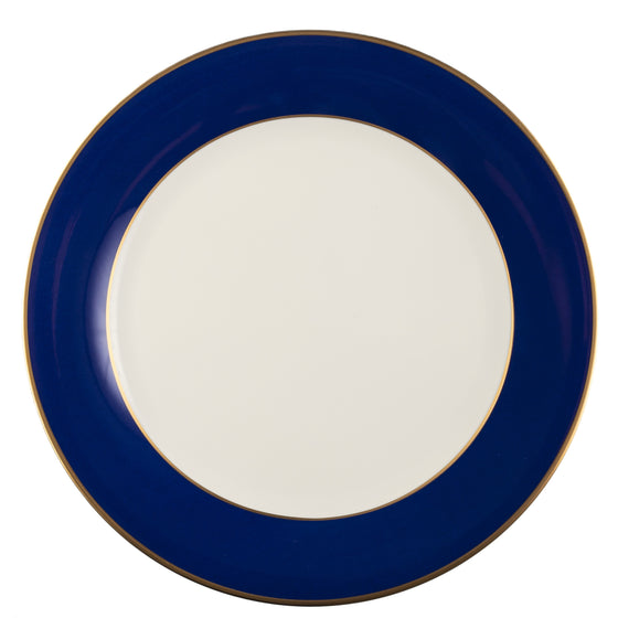 White ColorSheen Navy-Blue Gold Dinner Plate