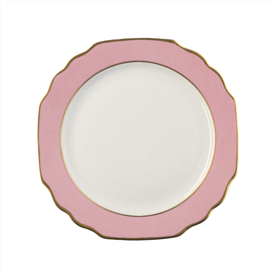 White Georgian ColorSheen Pink - Gold Banding - Bread  and Butter Plate