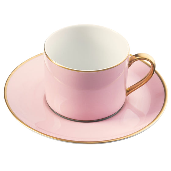 White Georgian ColorSheen Pink - Gold Banding - Teacup