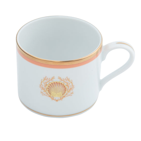 Charlotte Moss Shell Motif - Teacup - Gold and Coral Band - Pickard China - UCMWSHM-012-CN