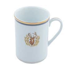  Charlotte Moss Ultra-White Stag Motif - Mug - Gold and Gray-Blue Band - Pickard China - UCMWSTM-017-CN
