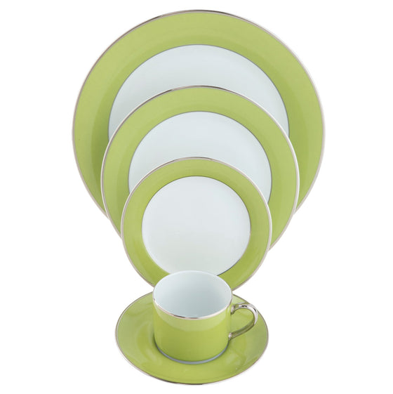 ColorSheen Apple Green Platinum Ultra-White 5 Piece Place Setting - Pickard China - UCHSAGP-502-TR