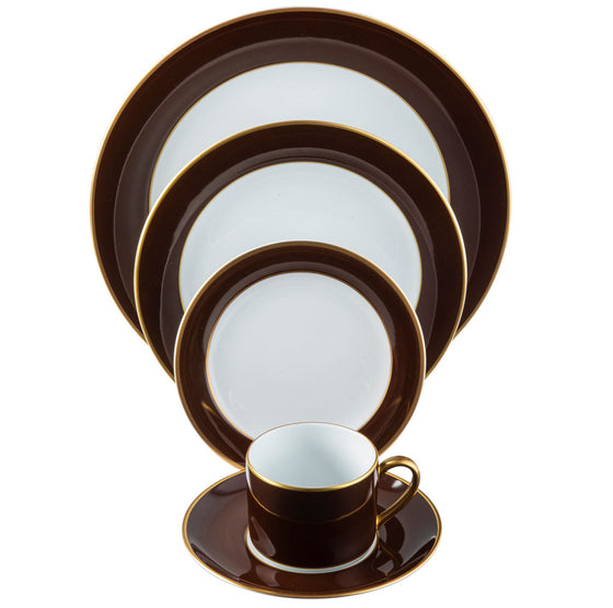 ColorSheen Chocolate Gold Ultra-White 5 Piece Place Setting - Pickard China - UCSHCHG-502-TR