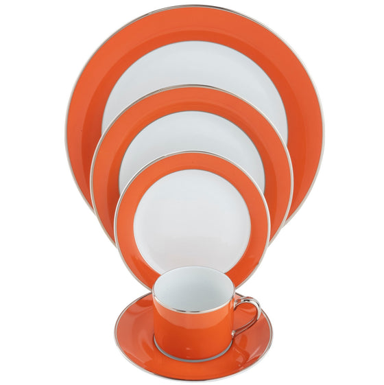 ColorSheen Orange Plantinum Ultra-White 5 Piece Place Setting - Pickard China - UCSHORP-502-TR