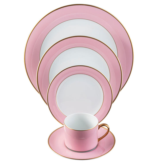 ColorSheen Pink Gold Ultra-White 5 Piece Place Setting - Pickard China - UCSHPIG-502-TR