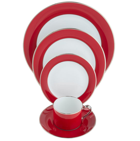 ColorSheen Red Platinum Ultra-White 5 Piece Place Setting - Pickard China - UCSHREP-502-TR