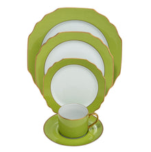  Georgian Colorsheen Apple Green Gold Banding Ultra-White 5 Piece Place Setting - Pickard China - UGCSAGG-502-GA