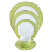  Georgian Colorsheen Apple Green Platinum Banding Ultra-White 5 Piece Place Setting - Pickard China - UGCSAGP-502-GA