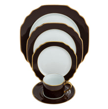  Georgian Colorsheen Chocolate Gold Banding Ultra-White 5 Piece Place Setting - Pickard China - UGCSCHG-502-GA