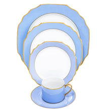  Georgian Colorsheen Light Blue Gold Banding Ultra-White 5 Piece Place Setting - Pickard China - UGCSLBG-502-GA