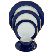  Georgian Colorsheen Navy-Blue Gold Banding Ultra-White 5 Piece Place Setting - Pickard China - UGCSNBG-502-GA