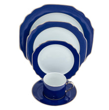  Georgian Colorsheen Navy-Blue Platinum Banding Ultra-White 5 Piece Place Setting - Pickard China -