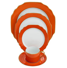 Georgian Colorsheen Orange Gold Banding Ultra-White 5 Piece Place Setting - Pickard China - UGCSORG-502-GA