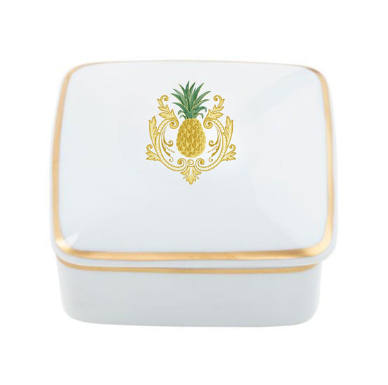 Pineapple Motif Giftware Square Box - Pickard China - USIGGWM-219-FY