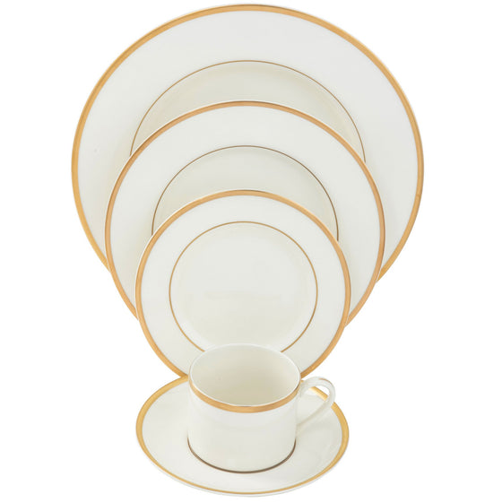 Signature Gold No Monogram White 5 Piece Place Setting - Pickard China - WSIGONM-502-DX