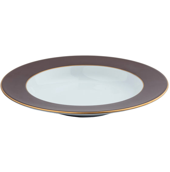 Ultra-White ColorSheen Chocolate Gold Soup Plate - Pickard China - UCSHCHG-024-SP