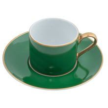  Ultra-White ColorSheen Emerald Green Gold Teacup Saucer - Pickard China - UCSHEGG-019-CN