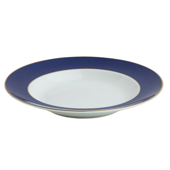 Ultra-White ColorSheen Navy-Blue Gold Soup Plate - Pickard China - UCSHNBG-024-SP
