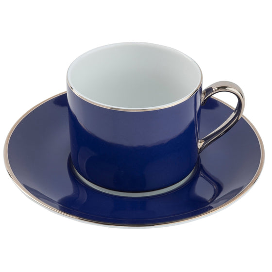 Ultra-White ColorSheen Navy-Blue Platinum Teacup Saucer - Pickard China - UCSHNBP-019-CN